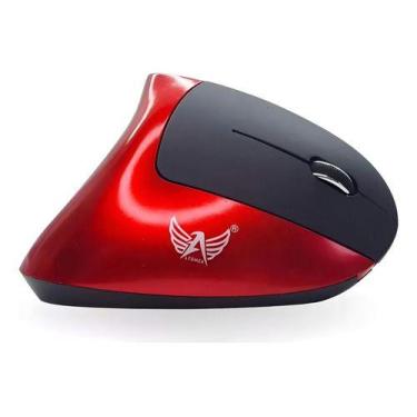 Imagem de Mouse Vertical Ergonômico S/ Fio Previne Tendinite Altomex - Vermelho