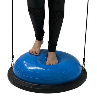 Imagem de Meia Bola Bosu Pilates 58cm Com Bomba e Alças Azul Liftness Dafoca Spo