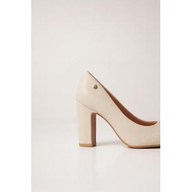 Imagem de Sapato feminino scarpin vizzano salto bloco bico fino napa, Branco, Of
