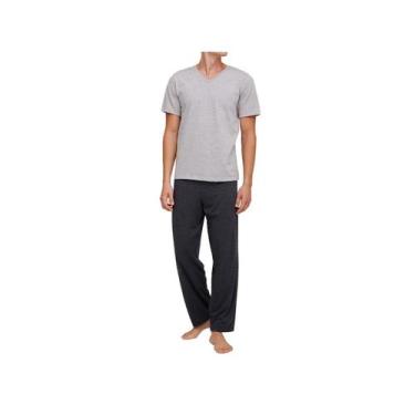 Imagem de Pijama Hering Masculino Manga Curta 7b2x Mescla Cinza, P, Mescla cinza