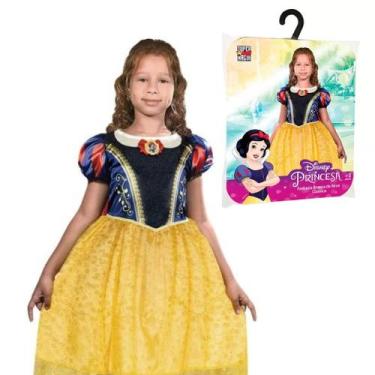 Imagem de Fantasia Vestido Infantil Branca De Neve Luxo Roupa Princesa Disney Or