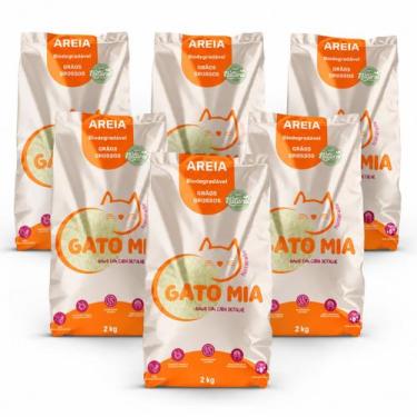Imagem de Kit Areia Higienica Biodegradavel Gato Mia 2kg Grao Grosso -, 6un