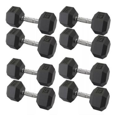 Imagem de Kit Halteres Sextavado Emborrachado 12,5 a 20 kg - D1Fitness