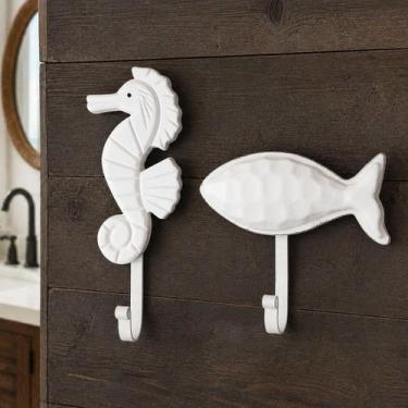 Imagem de Porta Toalha Decoração Cabideiro Enfeite Casa Praia Kit 2pçs - Genéric