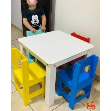 Imagem de Mesinha com 2 cadeiras infantil Loren.loke, Branco