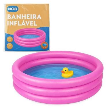 Imagem de Piscina Banheira Inflável Infantil 130 Litros Rosa - Mor