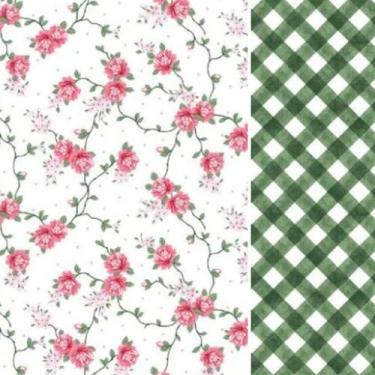 Imagem de Composê Tecido Tricoline Siena Rosa/Verde cor 04 x Xadrez Carrara Verd
