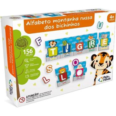 Imagem de Brinquedo Pedagógico Alfabeto Montanha Russa dos Bichinhos 156 Peças em Madeira Pais & Filhos