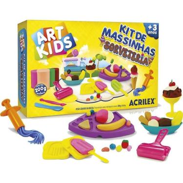 Imagem de Kit Massa para Modelar Art Kids Sorveteria com Acessórios 200g Não Tóxica Acrilex