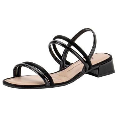 Imagem de Sandália feminina salto grosso dakota y8051, Verniz, Preto, 38
