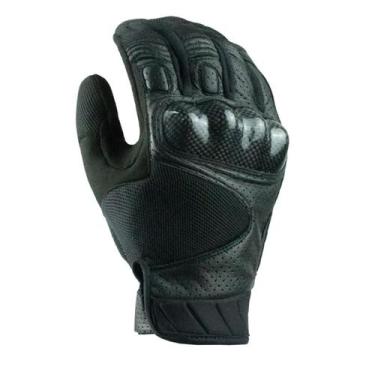 Imagem de Luva Motociclista Asw Couro Street Carbon Preto Moto, 3G, Preto