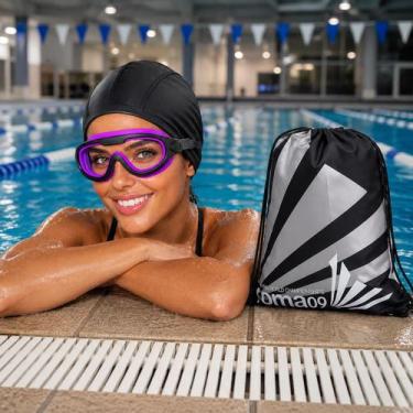 Imagem de Kit natação completo óculos+touca pu+mochila- plevra neon cor:roxo - O