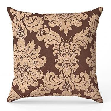 Imagem de Capa De Almofada 60x60 Marrom Bege Medalhão Jacquard