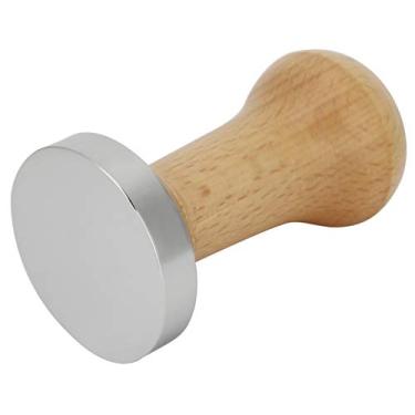 Imagem de Prensa de grãos de café, cabo de madeira com pega confortável, adulteração de café em pó, para home office(Cor de madeira, 51 MM fundo plano)