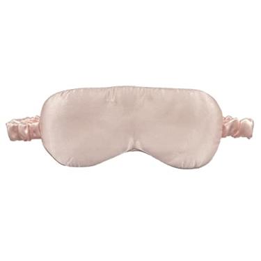 Imagem de Desmend Máscara feminina de seda para dormir, com faixa elástica respirável, sem pressão, blecaute para viagem, dormir (rosa claro)