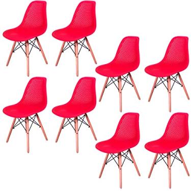 Imagem de Kit 8 Cadeiras Charles Eames Eifell 130 Furadinha Cor:Vermelha