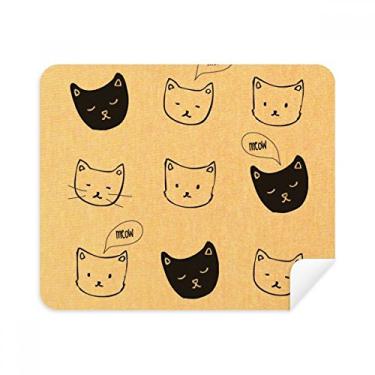 Imagem de Limpador de tela branco preto cabeça de gato mewing animal pano de limpeza de tela 2 peças tecido de camurça