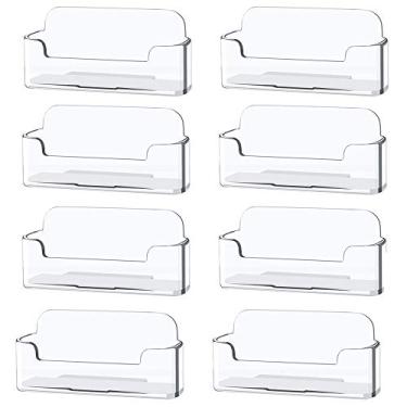Imagem de Pacote com 8 porta-cartões de visita de plástico - Capa transparente para cartão de visita para mesa - Tela de escritório em acrílico para cartão de visita