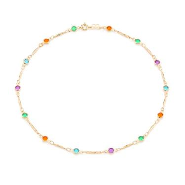 Imagem de Colar Rommanel Banhado Ouro Choker Com Cristais Coloridos 531958