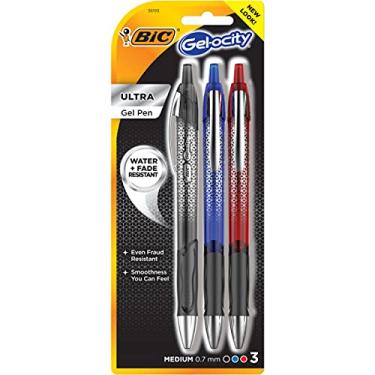 Imagem de BIC Canetas Gel Ocity Ultra gel, ponta média retrátil (0,7 mm), sortidas, 3 unidades