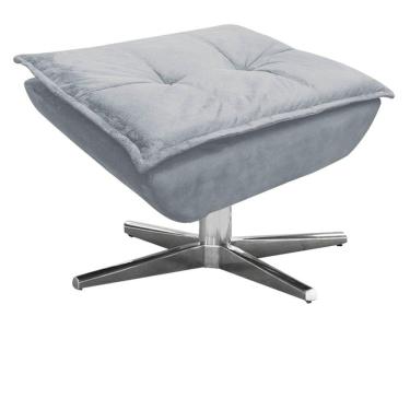 Imagem de Puff Decorativo Sala de Estar Base Giratória Cromada Opla Suede Cinza - Ibiza