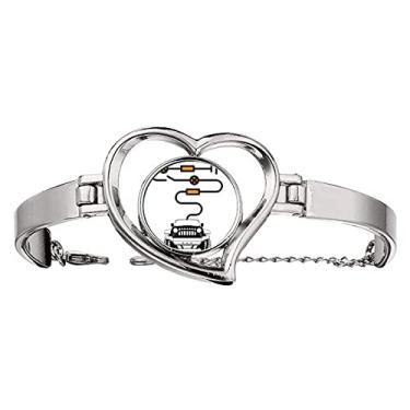 Imagem de N/A N/A Linha de carregamento de carro Art Deco pulseira moderna coração joia fio bracelete, medium, metal