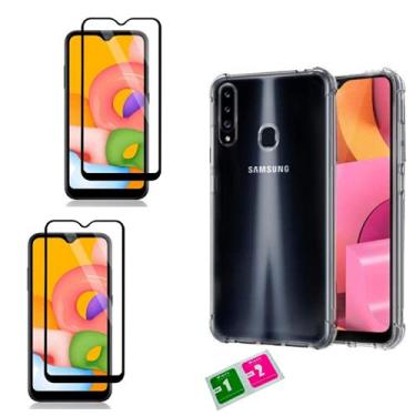 Imagem de Kit Capa Anti Impacto + 2 Películas 3D Cobre Tudo Compatível Samsung Galaxy A20S