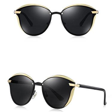 Imagem de Óculos de sol da moda óculos de sol polarizados de luxo feminino redondo óculos de sol feminino lunette de soleil feminino, cinza dourado, china
