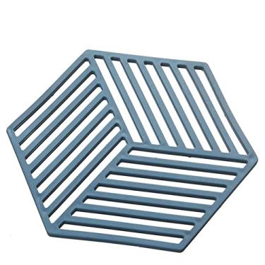 Imagem de Tapete de silicone retangular resistente ao calor porta-copos de copo de bebida suporte de panela antiderrapante jogo americano de mesa acessórios de cozinha almofada de porta-copos (cor: azul B)