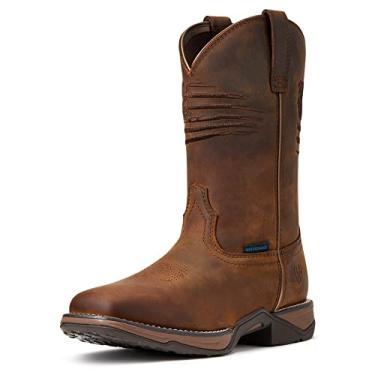 Imagem de ARIAT Bota ocidental feminina Anthem Patriot à prova d'água, Marrom envelhecido, 10.5 Wide