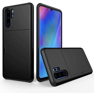 Imagem de Para Huawei P30 Pro Case Hard Armor Phone Case Para Huawei P30 Pro Carteira Porta Cartão de Crédito Slide Protect Cover Para P30, Preto, Para Huawei P30 Pro