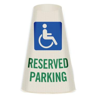 Imagem de SmartSign Capa de mensagem cone "Reserved Parking with Handicapped Symbol" | Vinil refletivo