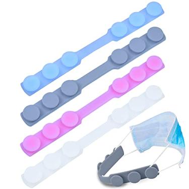 Imagem de Extensor de máscara de silicone com alça de extensão macia, suporte de orelha, máscara de fivela, gancho ajustável, cinto estendido, protetor de orelha, fivela esportiva (branco transparente + cinza claro + azul celeste + rosa)