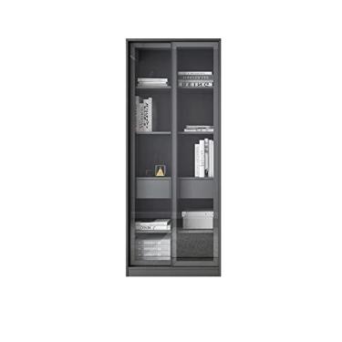 Imagem de KIZQYN Estante de livros do chão ao teto vidro porta móvel estudo sala de estar quarto porta deslizante estante estante de livros (cor: A, tamanho: pequeno)