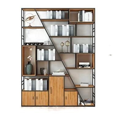 Imagem de KIZQYN Estante de ferro forjado prateleira de chão estante criativa moderna minimalista sala de estar estudo escritório divisória estante (cor: 150cm)