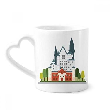 Imagem de Caneca de arquitetura do castelo de cisne alemão caneca de café cerâmica copo de coração de vidro