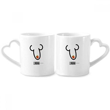 Imagem de UMMM morango desenho engraçado casal caneca porcelana conjunto de cerâmica amante copo coração alça