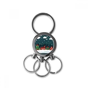Imagem de DIYthinker Snowfloco de neve nuvem casa árvore aço inoxidável metal chaveiro chaveiro carro chaveiro clipe presente, multicolorido, médio, Multicolorido, Medium