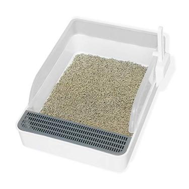 Imagem de Funien - Caixa de areia de gato semi-fechada removível anti-respingos, bandeja de areia para gatos com colher de areia