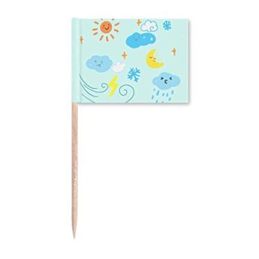 Imagem de Marcador de palito de dente com expressão climática para decoração de festa