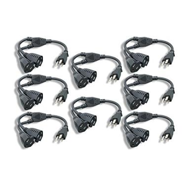 Imagem de Cablelera Extensão do cabo de alimentação e divisor NEMA 5-15P para NEMA 5-15R x 2 16 AWG 13A 125V 14" Pacote com 8 (ZPK037SI-08) preto
