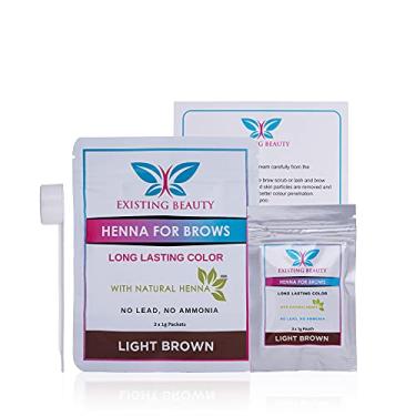 Imagem de Tintura de hena marrom claro para sobrancelha - Kit profissional de sobrancelhas de henna, incluindo instruções de uso e tigela de mistura, 3 pacotes de 1 g de tinta para sobrancelhas Existing Beauty