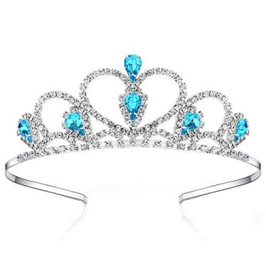 Imagem de Lovelyshop Tiara de strass de prata com pedras coloridas para crianças pequenas, formatura, aniversário, coroa de princesa, Medium, Strass, Cristal