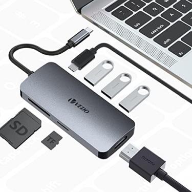 Imagem de 7-em-1 Docking Hub de USB, Adaptador USB C com 4K HDMI, 3 USB 3.0, TF/SD Reader, Entrega de Energia de 100W Compatível com USB3.0 TF/SD Docking Station para MacBook iPad