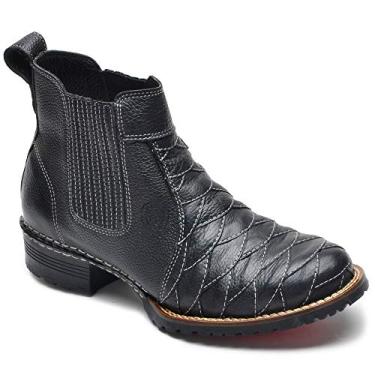 Imagem de Bota Botina Masculina Texana Couro Bovino Escamado 033-S Dt (40, Preto)