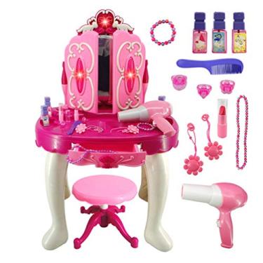 Imagem de 1 Conjunto Banquinho De Vaidade Brinquedos Infantis Cômodas Brinquedos Para Crianças Brinquedos De Maquiagem De Beleza De Simulação Penteadeira Brinquedo Cosplay Filho