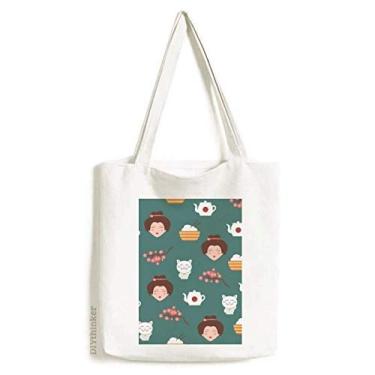 Imagem de Cat Sakura — Bule de chá de arroz japonês, sacola de compras, bolsa casual
