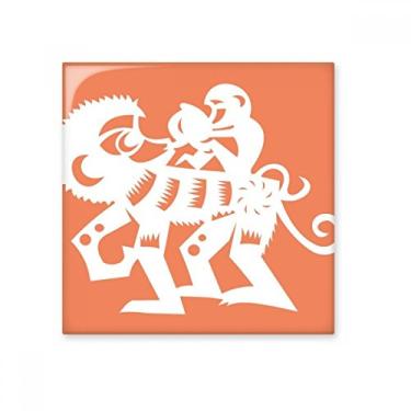 Imagem de Ano do macaco animal do zodíaco chinês azulejo de cerâmica brilhante decalque pedra adornada tijolo vitrificado