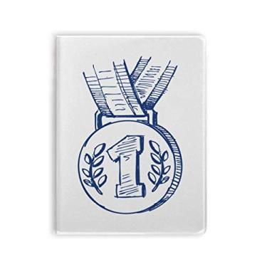 Imagem de Caderno de medalha do campeonato de futebol azul, capa de chiclete, diário de capa macia