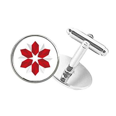 Imagem de DIYthinker Abotoaduras de botões redondos com estampa de origami abstrata de flores de Natal